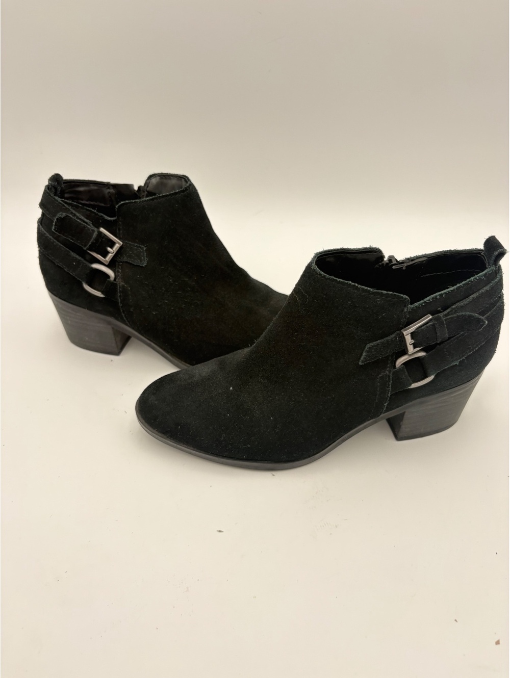 Sonoma Black Women's 6 Med Black Suede Ankle Boots with Buckle Detail Size 6